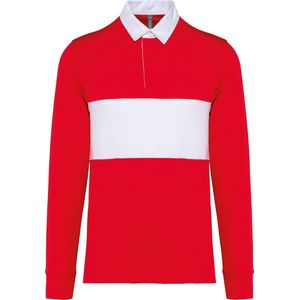 PROACT® Rugbypolo met lange mouwen PA429 - Sporty Red / White - 3XL
