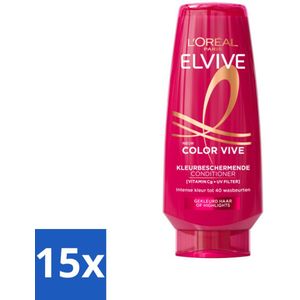 15 x L'Oréal Elvive Color Vive Conditioner 200 ml - Bescherming Kleur - Gespleten Haarpunten - Vitamine Cg - UV-filters