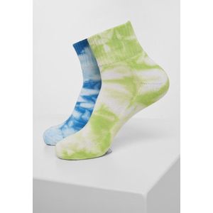 Urban Classics - Tie Dye Short 2-Pack Sokken - 47/50 - Groen/Blauw