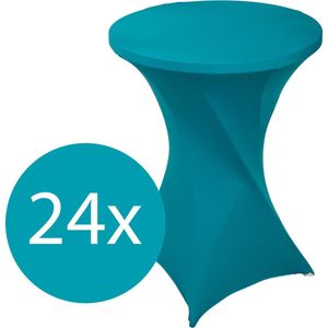 Statafelrok Turquoise x 24 – ∅80-85 x 110 cm – Statafelhoes Stretch 24 Stuks – Tafelhoezen voor Statafel Sta Tafel Hoes | Staantafelhoes - Geschikt voor Horeca Evenementen | Cocktailparty | Trouwerij