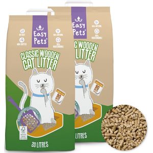 Easypets Houtkorrel Kattenbakvulling 2x 10KG (20KG - 40L) - Biologisch afbreekbare houtkorrels - FSC