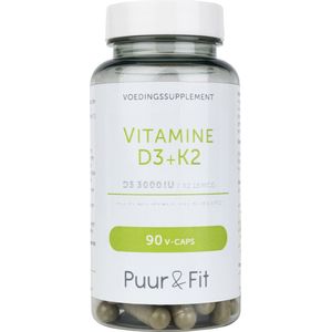 Vitamine D3 3000IU + K2 | vegan | 90 capsules | Puur & Fit