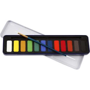 Aquarelverf set, afm 12x30 mm, diverse kleuren, 12 kleur/ 1 doos