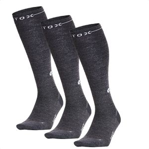 STOX Energy Socks - 3 Pack Merino Everyday sokken voor Mannen - Premium Compressiesokken - Kleur: Donkergrijs-Wit - Maat: Medium - 3 Paar - Voordeel - Mt 40-44