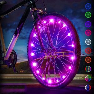 BOTC Spaakverlichting voor fiets - 20 holders - Wielverlichting LED - Lichtsnoer Fietswiel - Fiets Wiel Licht - 20 Leds - 220CM - Roze