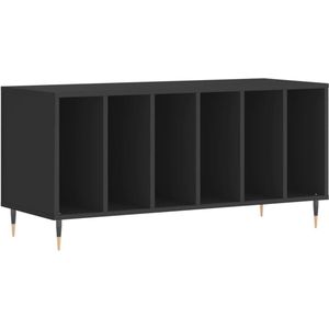Platenkast 100x38x48 cm bewerkt hout zwart - Opslag voor vinylplaten