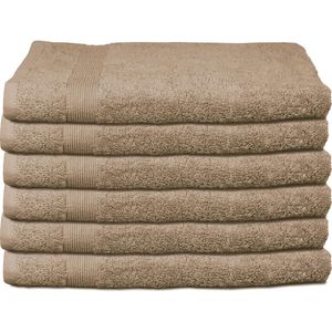 Polydaun Handdoek - Badlaken - Taupe - 6 stuks - 70x140 cm