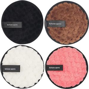 JeiibrZui Herbruikbare Make-Upremoverpads - Wasbare Gezichtspads - Zacht Voor Gevoelige Huid & Effectief Op Crème+Make-Up - 4 Stuks - Voor Alle Huidtypen+Meerlaags