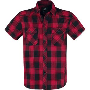 Brandit - Checkshirt Halfsleeve Overhemd - XXL - Rood/Zwart