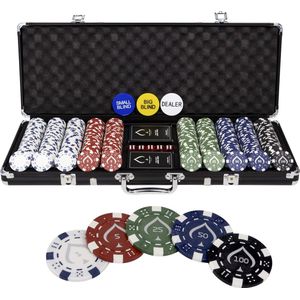 Texas' Finest Matt Black Pokerset - Inclusief E-Book 500 Pokerchips - Casino Speelkaarten - Poker