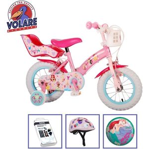 Volare Kinderfiets Disney Princess - 12 inch - Roze - Twee handremmen - Met fietshelm & accessoires
