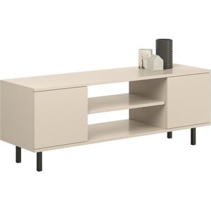 Tv meubel FOCUS - 155x40x48 cm - zwarte pootjes - crème