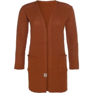 Knit Factory Luna Gebreid Vest Terra - Gebreide dames cardigan - Middellang vest reikend tot boven de knie - Oranje damesvest gemaakt uit 30% wol en 70% acryl - 40/42 - Met steekzakken