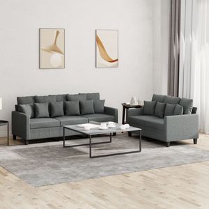 vidaXL Loungeset - 2-delig - Donkergrijs stof Loungeset - Bankstel - Buitenmeubilair - Tuinlounge - Lounge Set