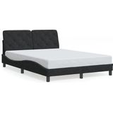 vidaXL - Bedframe - zonder - matras - 140x190 - cm - fluweel - zwart