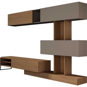 Tv-meubel Judith 270cm 4 deuren - grijs/ eik decor