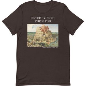 Pieter Bruegel the Elder 'De Toren van Babel' (""The Tower of Babel"") Beroemd Schilderij T-Shirt | Unisex Klassiek Kunst T-shirt | Bruin | 2XL