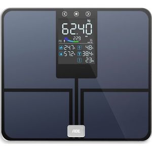 Badkamerweegschaal met groot kleurendisplay voor lichaamsanalyse, tot 200 kg, 8 opslagposities, gebruiksvriendelijk en nauwkeurig