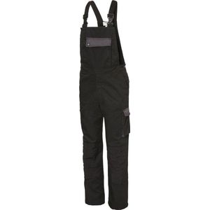 Ultimate Workwear - Amerikaanse Overall AIDAN (tuinbroek, BIB, bretelbroek) - polykatoen 245gr/m2 met Cordura - lichtgewicht tweekleurig - zwart/grijs - maat 46