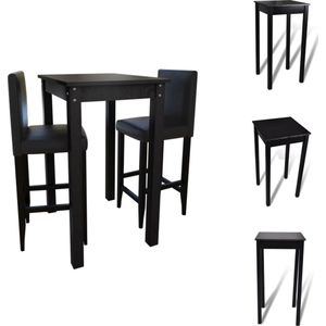 vidaXL Bartafel en Barkrukken - Zwart - Massief hout - 55x55x107 cm - Klassiek ontwerp - Set tafel en stoelen