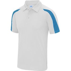 Just Cool - Cool Contrasterend Polo - Arctic White/Sapphire Blue maat L