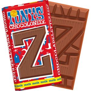 Tony's Chocolonely Chocolade Letter Z - Melkchocolade Reep - Sinterklaas Cadeau - Schoencadeautje Sint - Fairtrade Belgische Chocolade - 180 Gram