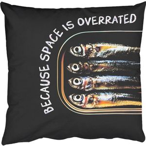 Sierkussens - Kussentjes Woonkamer - 50x50 cm - Sardines - Tekst - Vis - Blik