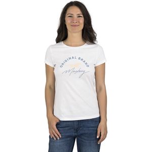 Mustang Dames T-Shirt Alexia C Logo slim fit Wit L Ronde Hals Volwassenen Basic T-shirt met korte mouwen en ronde hals gemaakt van 100% katoen