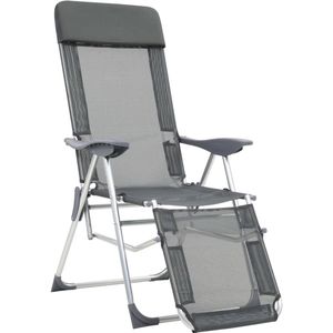 vidaXL Campingstoelen - Inklapbaar - Set van 2 - Grijs Campingstoel - Tuinstoel - Vouwstoel - Stoel - Buitenspeelgoed