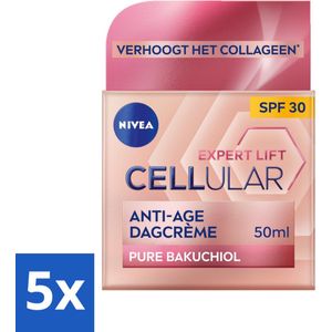 NIVEA - CELLular Expert Lift Dagcrème - Anti-Veroudering Crème - SPF 30 - Voor alle huidtypen - Met Bakuchiol & Hyaluronzuur - 50 ml - Bulkverpakking - 5 stuks