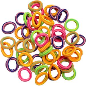 Fako Fashion® - Haarelastiekjes Soft - Ø 23mm - 5mm Dik - 50 Stuks - Neon Streep Mix