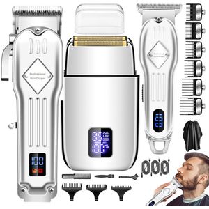 HAUSS SPOLE Baardtrimmer Mannen Set Van 3 - Verzorging Voor Mannen-Trimmer voor Baard en Lichaam - 180 min draadloos gebruik - Trimmer voor Hoofd & Baard - Haartrimmer mannen - Waterdicht - Wit