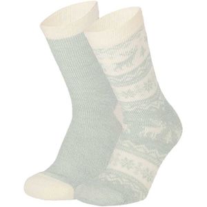 Apollo bedsokken / huissokken - rendieren - dames - 2-pack - mintgroen - one size - Slofsokken