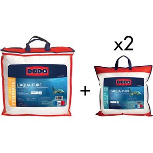 DODO Set middelwarm dekbed 220x240cm + 2 kussens 60x60cm DODO AQUA-PURE - Hoes van 100% biologisch katoen L 220 cm x H 240 cm x D 1 cm