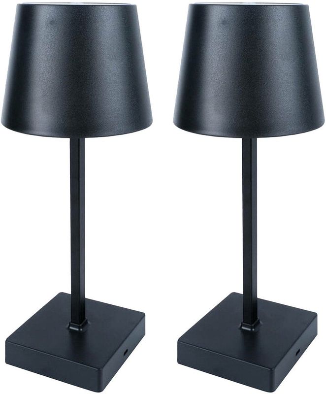 Benson - LED Tafellamp - Zwart - 2x - Aanraaksensor - Aluminium - 26 cm