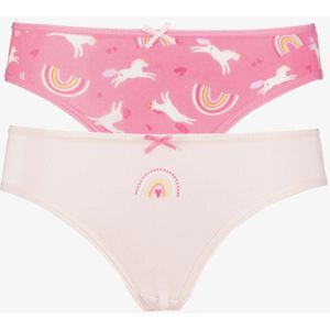 TwoDay 2-pack meisjes hipsters unicorn roze - Maat 98/104