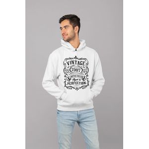 1987 Jaar Wit Hodie - Maat M - Vintage Aged To Perfection - Verjaardagscadeau - Limited Edition