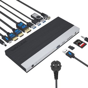 USB C Docking Station met 100W DC voeding - Triple Display Dock voor Windows en Mac