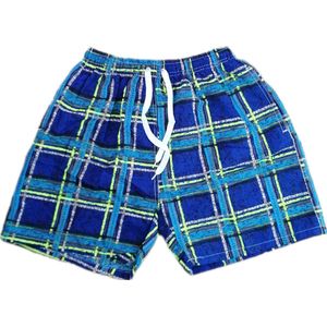 Zwemshort - Heren - Zwembroek - Blok Motief - Marineblauw/Blauw/Limegroen - Achterzak - Zijzakken - Maat L
