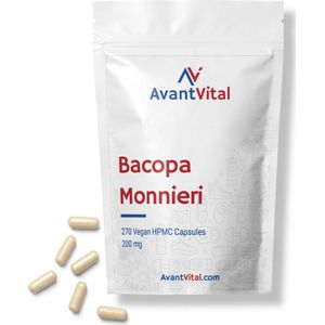 Bacopa Monnieri - 270 Vegan Capsules - 200 mg - Hoog gestandaardiseerd - Voordeelverpakking - AvantVital - Voedingssupplementen