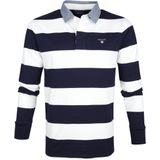 Gant - Polo Poloshirt Rugger Blauw Wit Strepen - Modern-fit - Heren Poloshirt Maat M