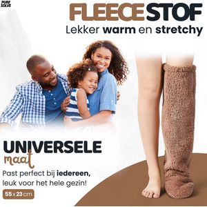 Beenwarmers 2 paar khaki- huissokken - fluffy sokken - Fleece sokken - overknee - Lange Sokken - Onesize - warme sokken