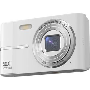 Compact Camera - Compactcamera's - Compact Camera Fototoestel - 50mp - Wit - Inclusief 64GB Opslagkaart