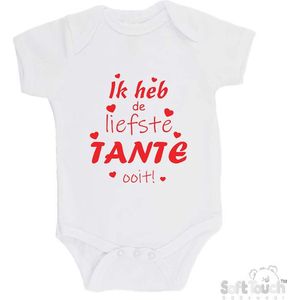100% katoenen Romper ""Ik heb de liefste TANTE ooit!"" Unisex Katoen Wit/rood Maat 62/68