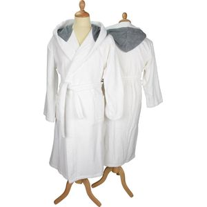 ARTG® Robezz - Badjas - Gekleurde Capuchon - White/Anthracite Grey - Maat L/XL