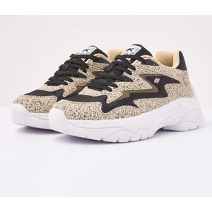 GALAXY Dames sneakers laag - Beige cheetah - maat 38