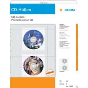 Herma CD-hoezen v. 2 CDs incl. Papiermapjes 10 Stuks  7682