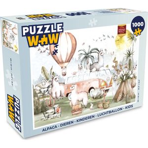 Puzzel Alpaca - Dieren - Kinderen - Luchtballon - Kids - Legpuzzel - Puzzel 1000 stukjes volwassenen