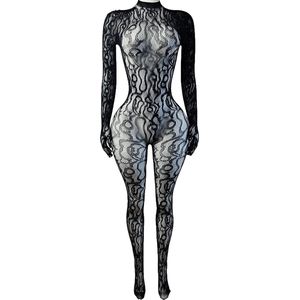 BamBella ® - Panty pak -Onesize - body suit - Dames - Onesize - Erotische jumpsuit van kant lingerie Volledig met handschoenen lange mouwen