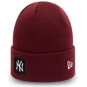 New Era New York Yankees Team Logo Maroon Cuff Beanie Hat Muts